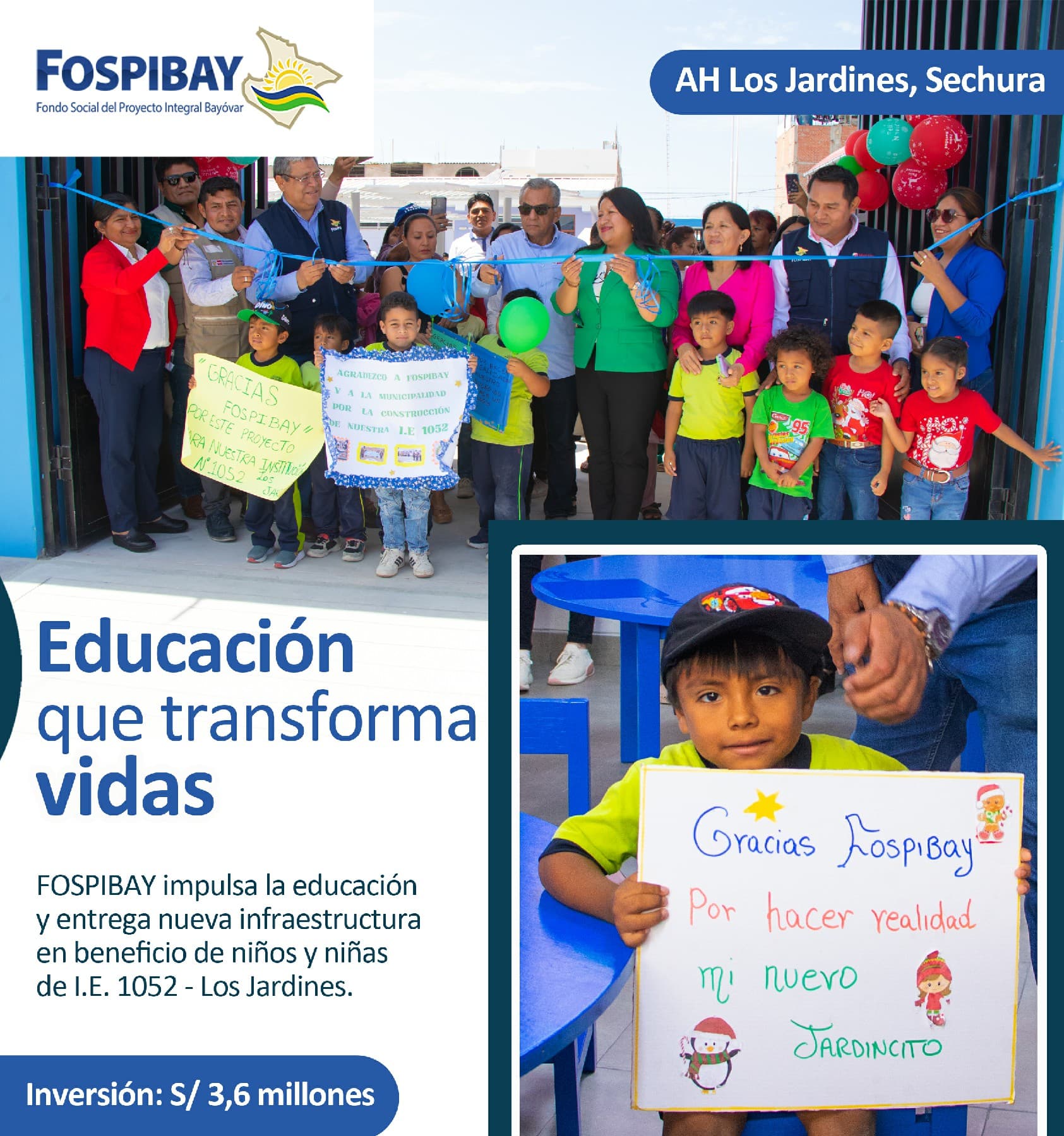 FOSPIBAY entrega moderna infraestructura a la IE Inicial N.° 1052 de Los Jardines – Sechura